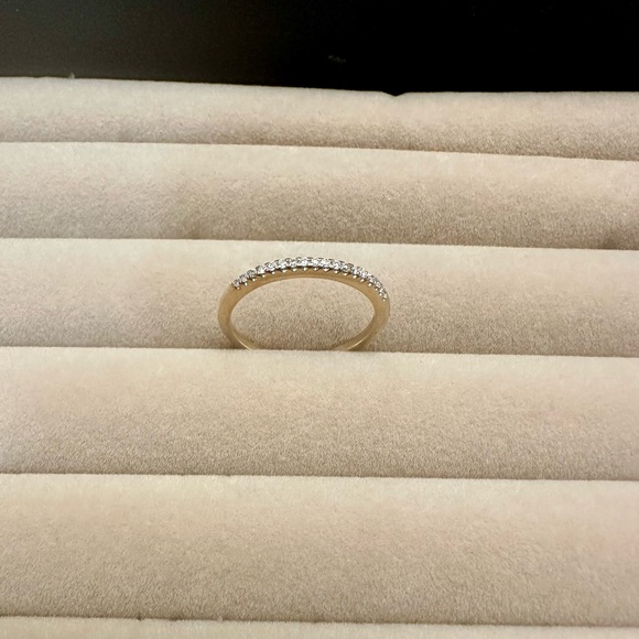 14k Solid Yellow Gold Pave Diamond Wedding Band - Picture 3 of 6